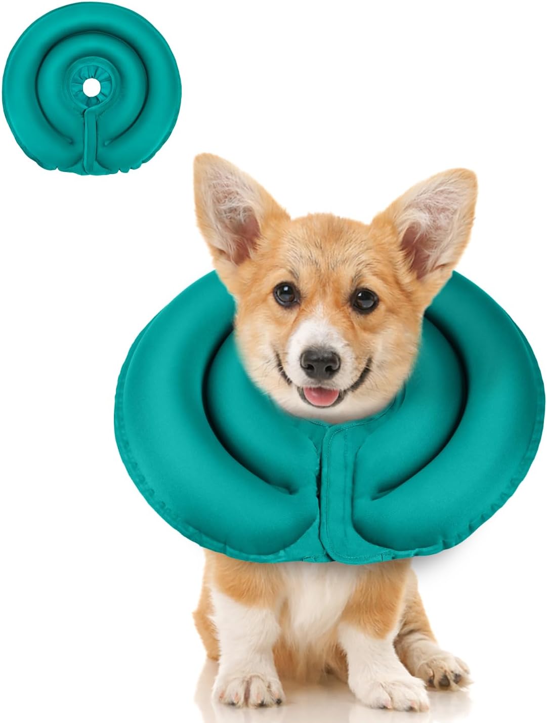 MIDOG Soft Inflatable Dog Cone - Comfortable Alternative After Surgery That Doesn't Block Vision, Patented Donut Recovery Collar Prevents Licking for Large & Medium Dogs (S) Blue S