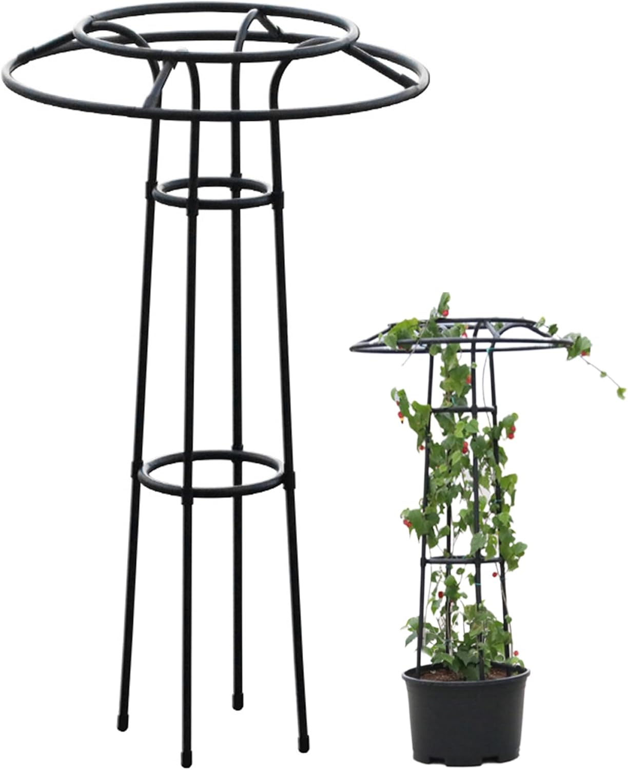 Garden Trellis for Climbing Plants Umbrella Shaped Ventilated Plant Trellis Plastic Wrapping UV Protection Metal for Potted Plant, Long, 57in, Jouets Pour Enfants