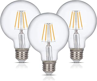 Simba Lighting LED Edison Vintage Vanity Globe Filament G25 (G80) 6W Dimmable 60W Equivalent (3 Pack) 120V Light Bulb for Bathroom Makeup Mirror, Medium E26 Base, CE, RoHS Compliant, Warm White 2700K