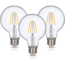 Simba Lighting LED Edison Vintage Vanity Globe Filament G25 G80 4W Dimmable 40W Equivalent 3 Pack 120V Light Bulb for Bathroom Makeup Mirror, Medium E26 Base, CE, RoHS Compliant, Warm White 2700K