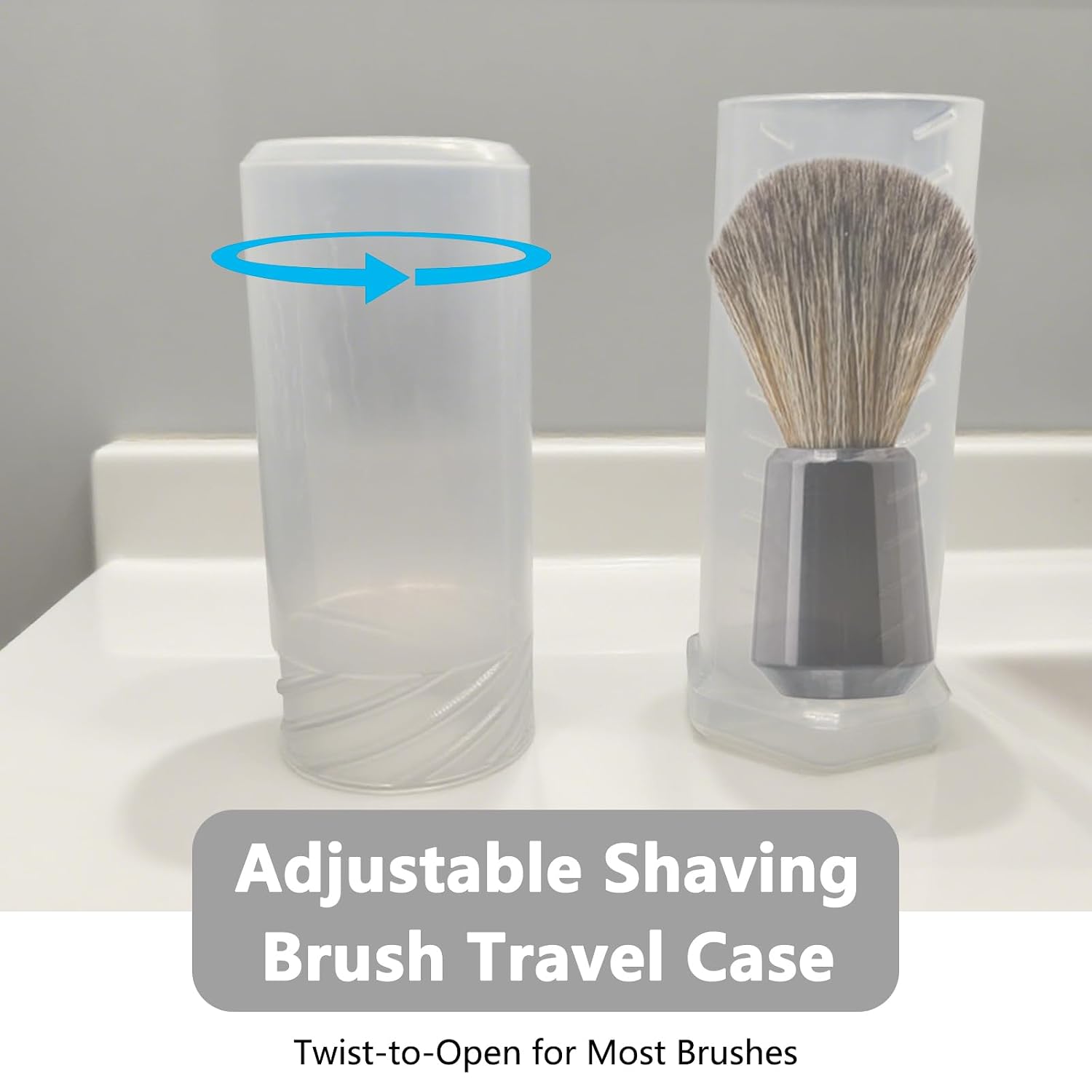 Shaving Brush Holder Travel Case Adjustable Stand for Shave Brush and Safety Razor Compact Shaving Kit Organizer for Men Portable Hair Grooming Brush Case for Bathroom or On-the-Go Use