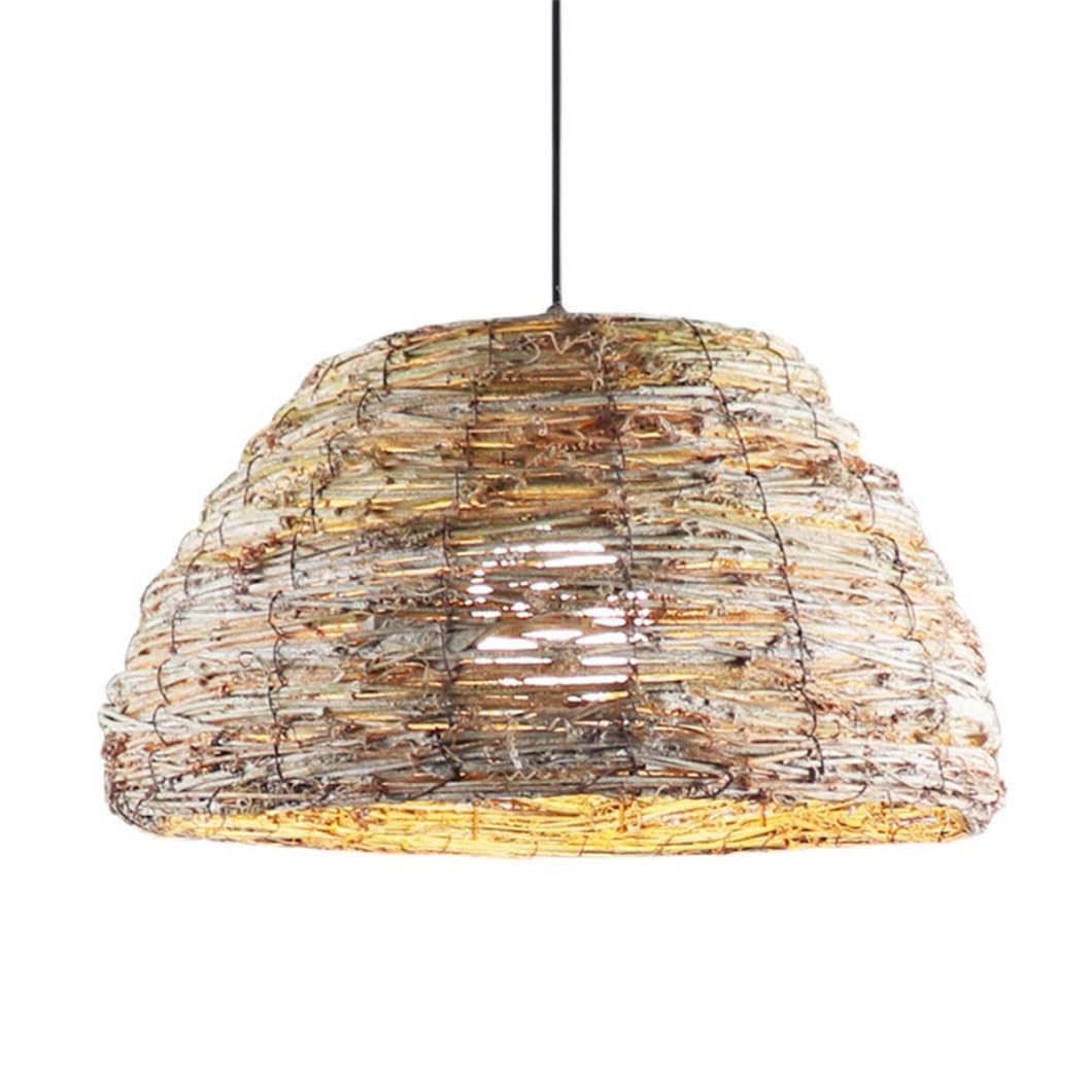 LYMSXAZOU Coastal Hallway Lampshade Handwoven Rattan Chandelier 35cm Bird's Nest Lantern Pendant Lamp Indoor Lighting For Living Room Bedroom Restaurant Cafe