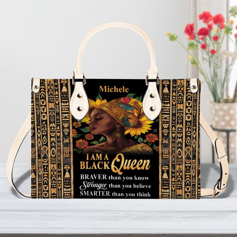 Personalized Leather Handbag For African American, Mother's Day Birthday Christmas Gifts For Women, For Black Women2