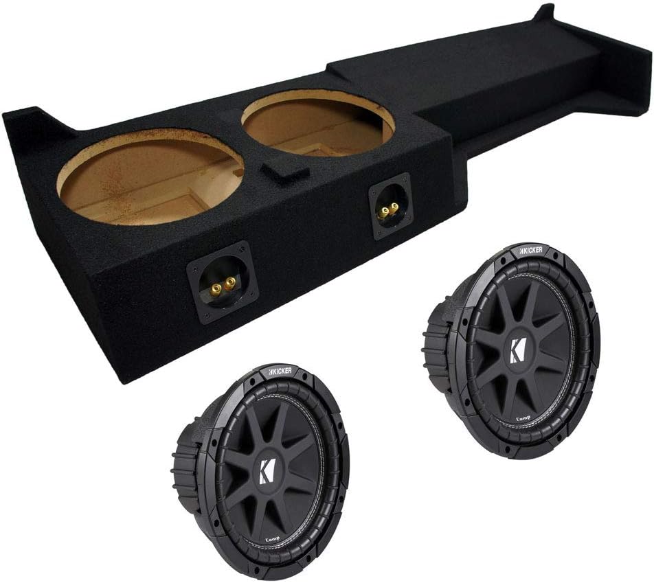 American Sound Connection Compatible with Nissan Frontier 05-19 Crew Cab Truck Dual 10" Kicker C10 Subwoofer Sub Box Enclosure 600 Watts Peak