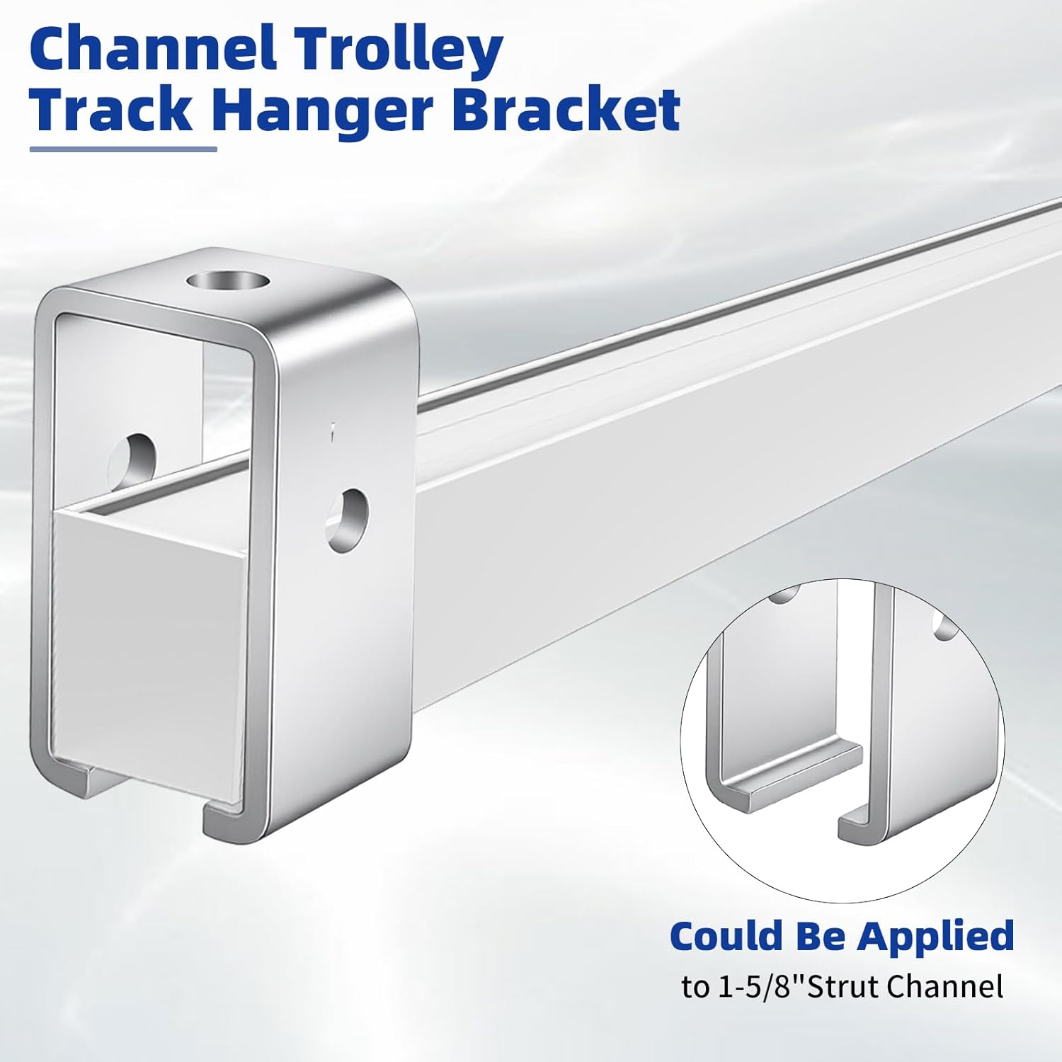 Channel Trolley Track Hanger Bracket for All 1-5/8" Strut Channel, Heavy Duty 1200 LB Intermediate Support Hanger Bracket, Track Joiner Support for Hoists & Rolling Doors (8 Pack)