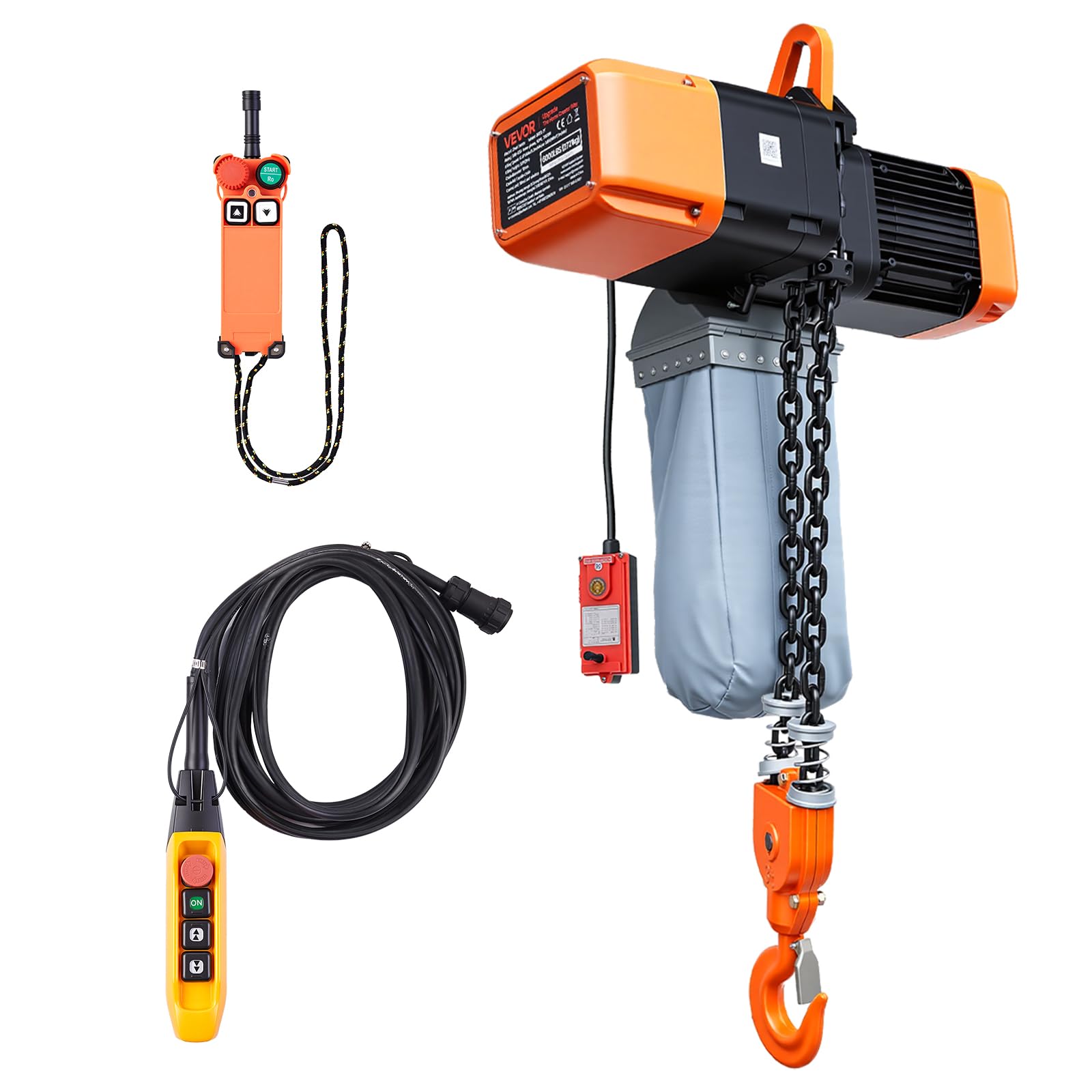 VEVOR Elektrischer Kettenzug 2721 kg 9,1 m Hubhöhe Dreiphasig G100-Doppelkette Notstopp