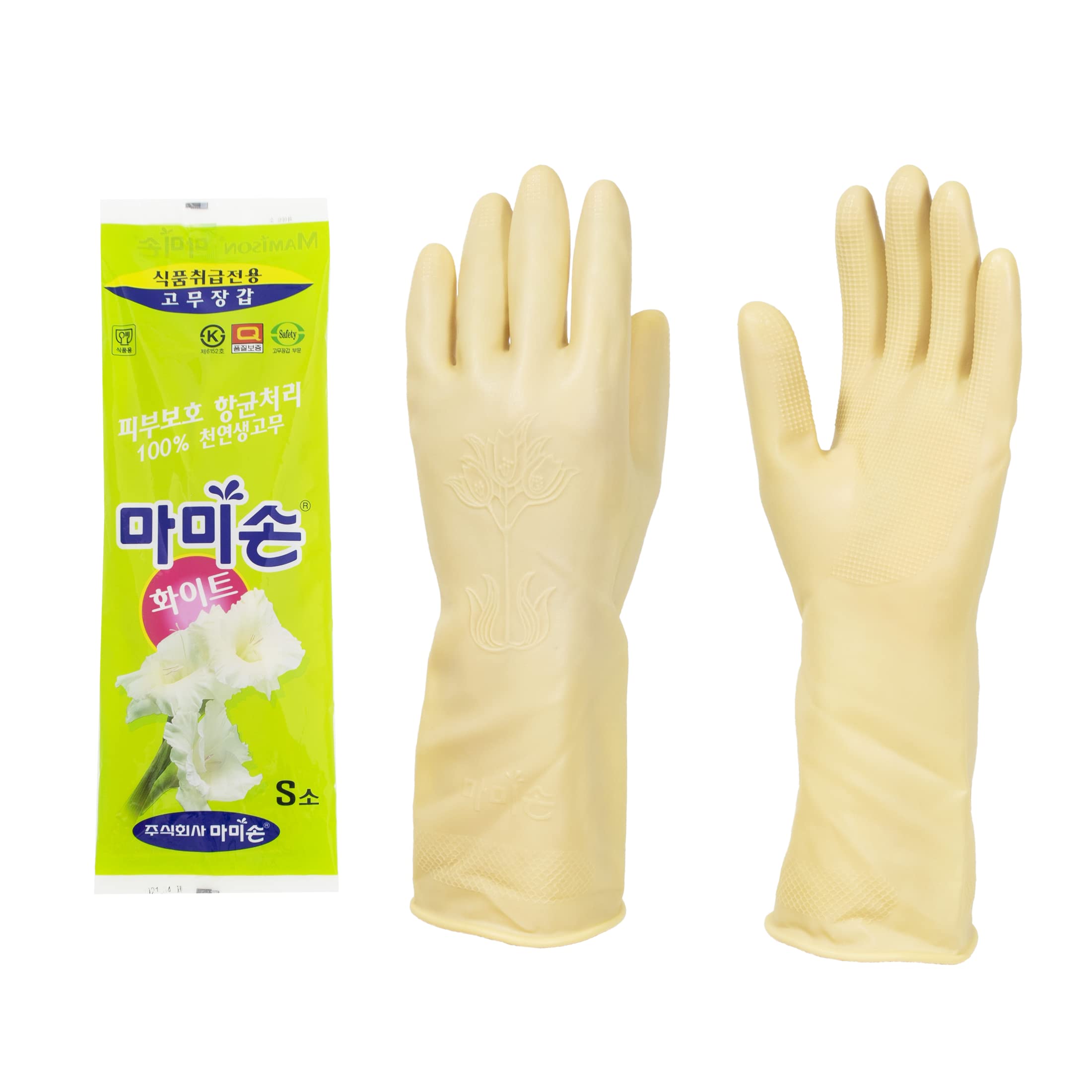 MAMISONWhite Small Rubber Quality Gloves, Multipurpose Kitchen Gloves for Food Prep, Food-Grade Natural Rubber, Reusable Food Prep Gloves for Catering, Restaurant (Pack of 1 Paris)