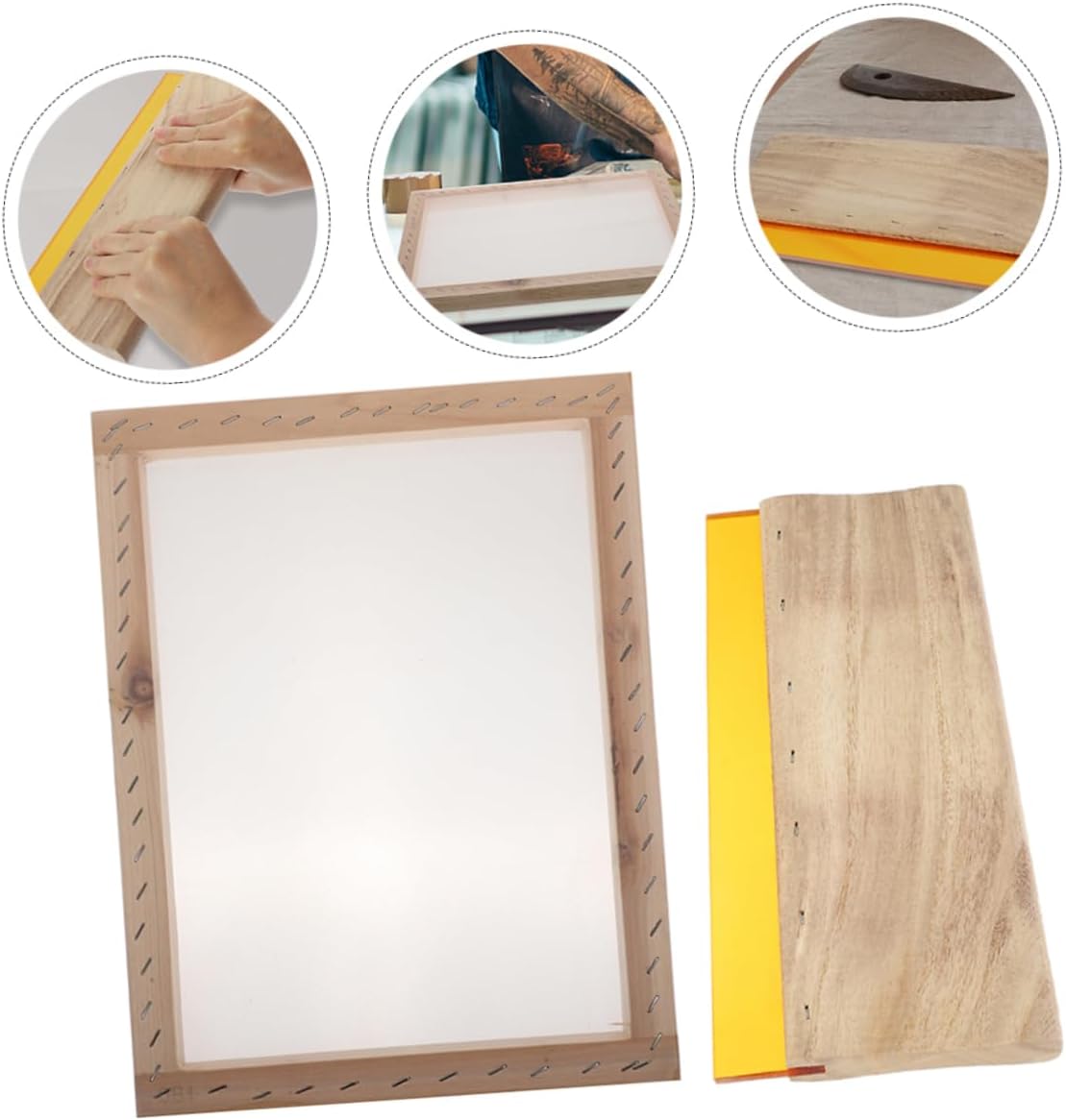 LALAFINA 1set Wood Rubber Screen Printing Scraper Squeegee Shirts Bags and Posters Wooden Ink Scraper for Screen Printing Supplies for Graphic and Textile Applications