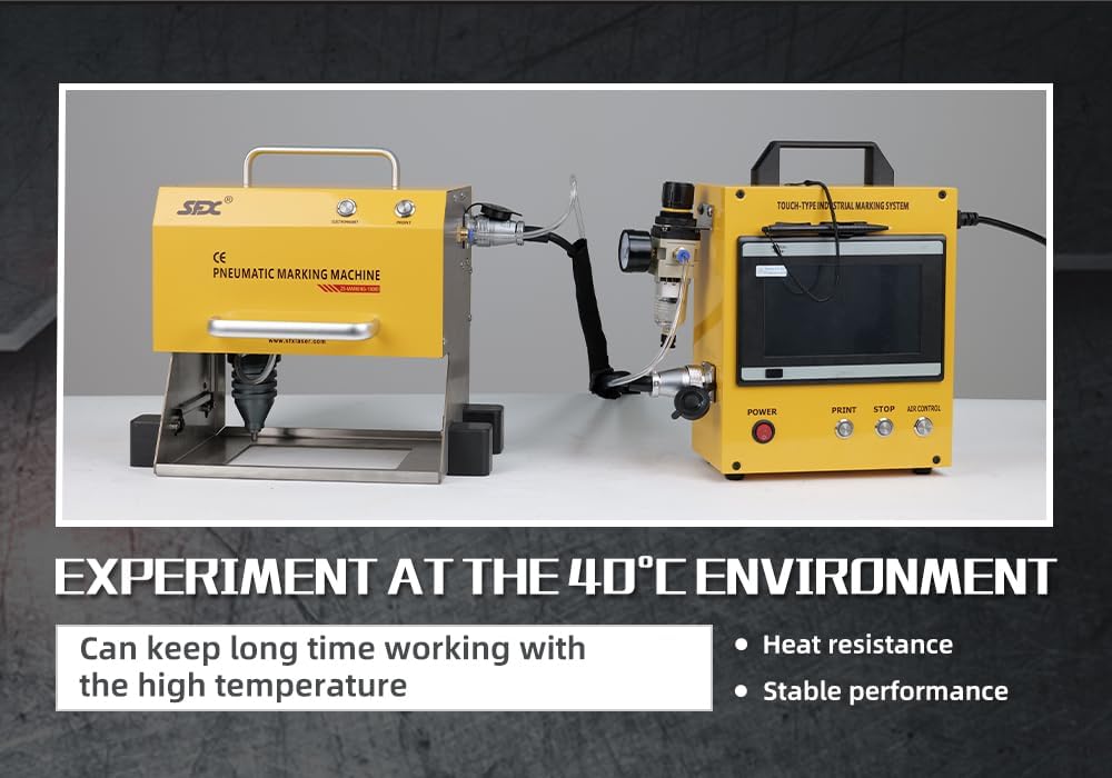 US Stock 100W Pneumatic Marking Machine 120x50 mm Pneumatic Dot Peen Marking Machine Maximum Marking Depth 0.02-1 mm for Marking Code, Serial Number, Letter, Logo, VIN