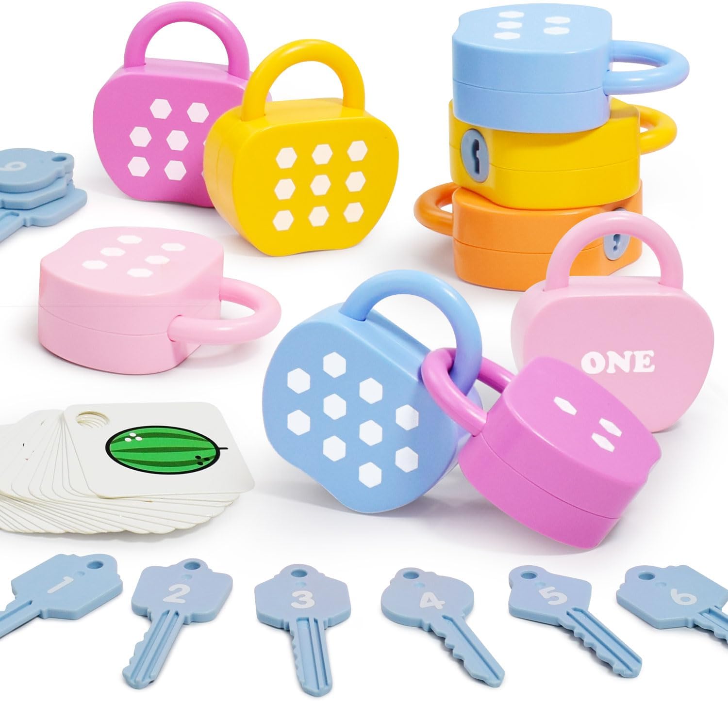 10 Sets Lock and Key Sensory Toy, Number Counting & Matching Math Games, Preschool Learning Activities, Educational Montessori Toddlers Toys for 3 Year Old