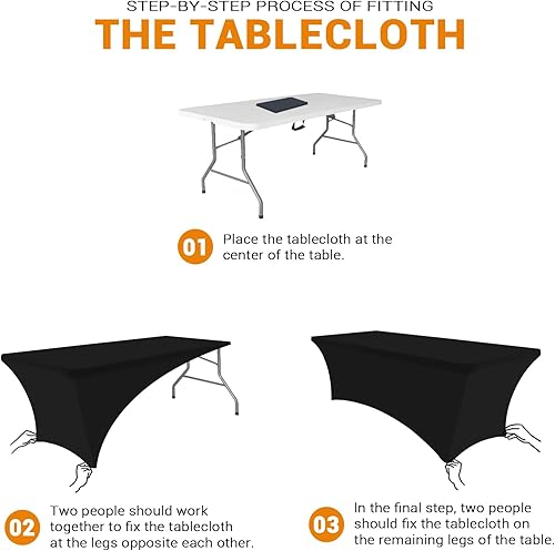 Miniatura 2 de Eurmax USA - Manteles rectangulares ajustables de elastano de 4 pies, mantel elástico para bodas, eventos o para decorar la mesa del patio, para
