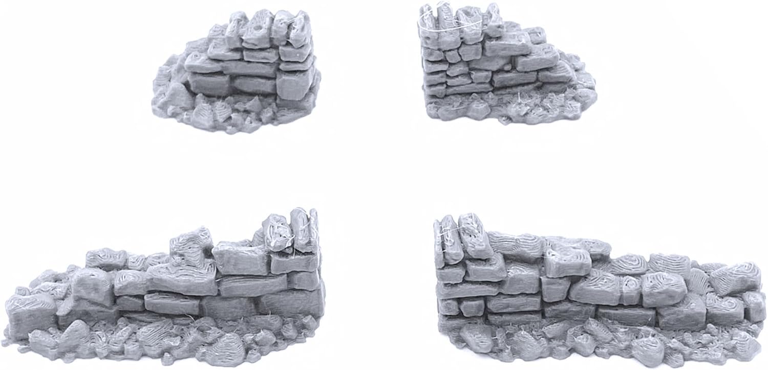 EnderToys Country Low Walls by Printable Scenery, 3D Printed Tabletop RPG Scenery and Wargame Terrain 28mm Miniatures