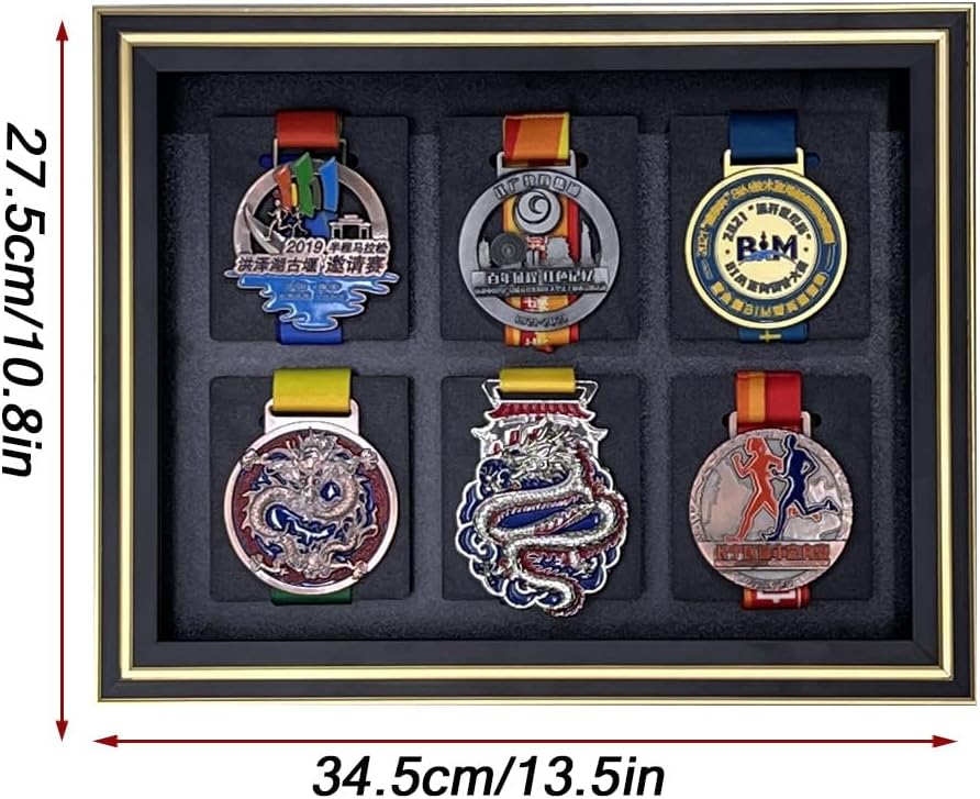 3D Medal Display Case with Photo Frame - Wall Mountable Holder for Marathon, Soccer, Gymnastics, Swimming, Baseball & Sports Awards