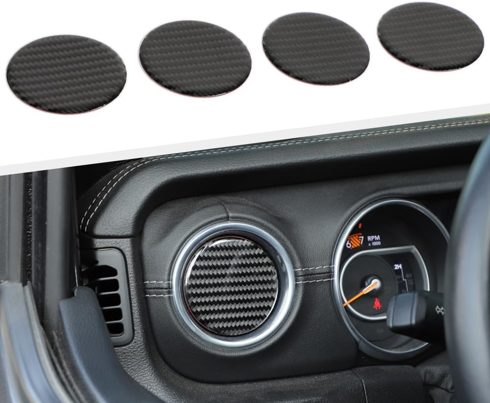 Dash Air Vent Cover Trim Rear Armrest Box AC Conditioning Vent Outlet Stickers Compatible with Jeep Wrangler JL 2018-2025 Car Carbon Fiber Interior Accessories (for Dashboard & Rear Armrest AC Vent)