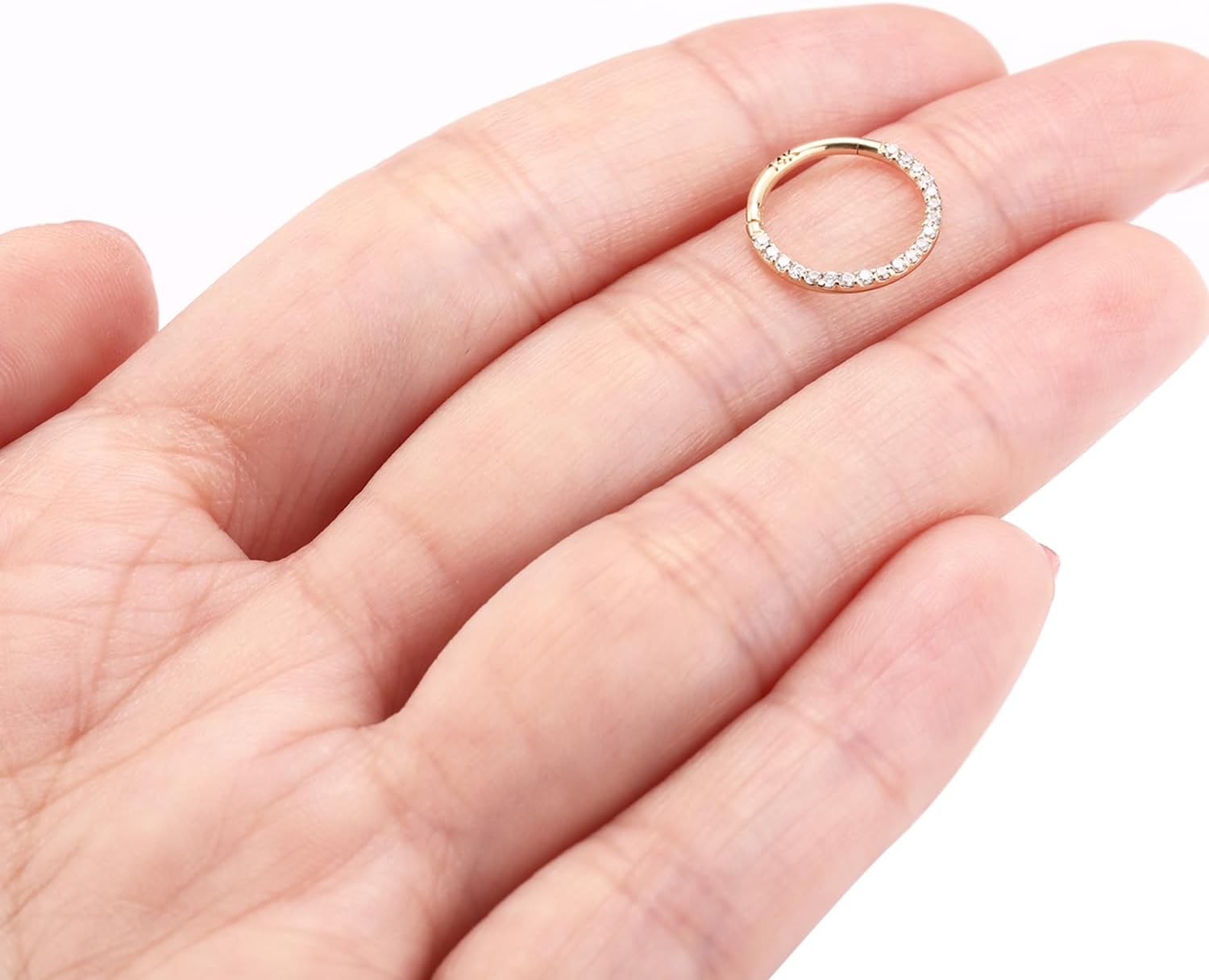 GAGABODY 16G Septum Jewelry Daith Jewelry with CZ Septum Piercing 14K Solid Gold Nose Rings 6mm Hinged Septum Ring 16g Helix Earring Ear Lobe Earring