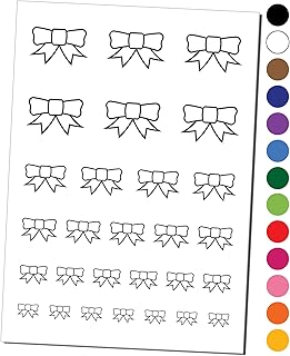 Bow Ribbon Outline Temporary Tattoo Water Resistant Fake Body Art Set Collection - White (One Sheet)