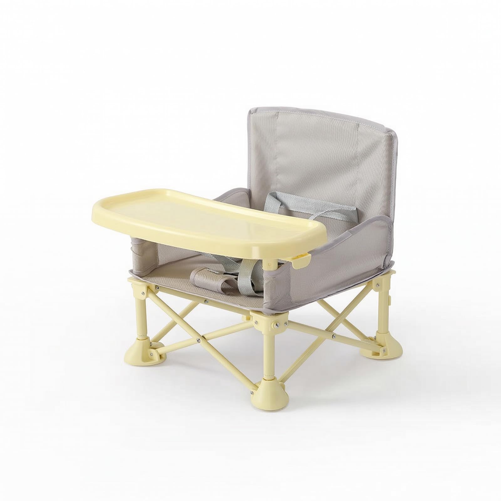 Chaise Haute Pliante Pliable Chaise Haute avec Plateau Amovible Ajustable Siège Table avec Plateau pour Bébés, Repas, Array, Gris Avancé, Support En Acier À Haute Teneur En Carbone