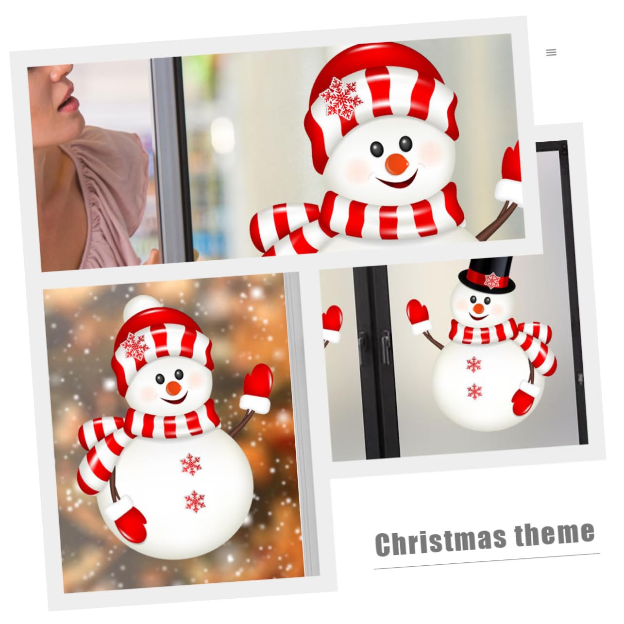 Zerodeko 8 Feuilles Autocollant Fenêtre Bonhomme De Neige S'accroche Décorations De Fenêtre De Bonhomme De Neige De Noël S'accroche Stickers Muraux me De e Rouge Pvc