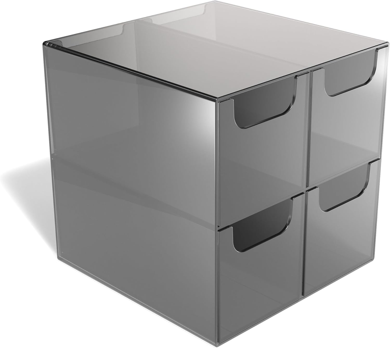 TRU RED Plastic Desktop Organizer, 4‑Compartment, Smoke – Desk Storage for Office Supplies & Accessories