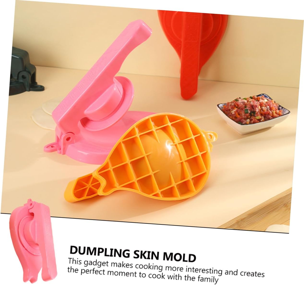 2pcs Manual Dumpling Skin Pressing Mold Ergonomic Dough Pressing Tool for Homemade Dumplings Ravioli More Easy to Use Washable Kitchen Gadget Pink