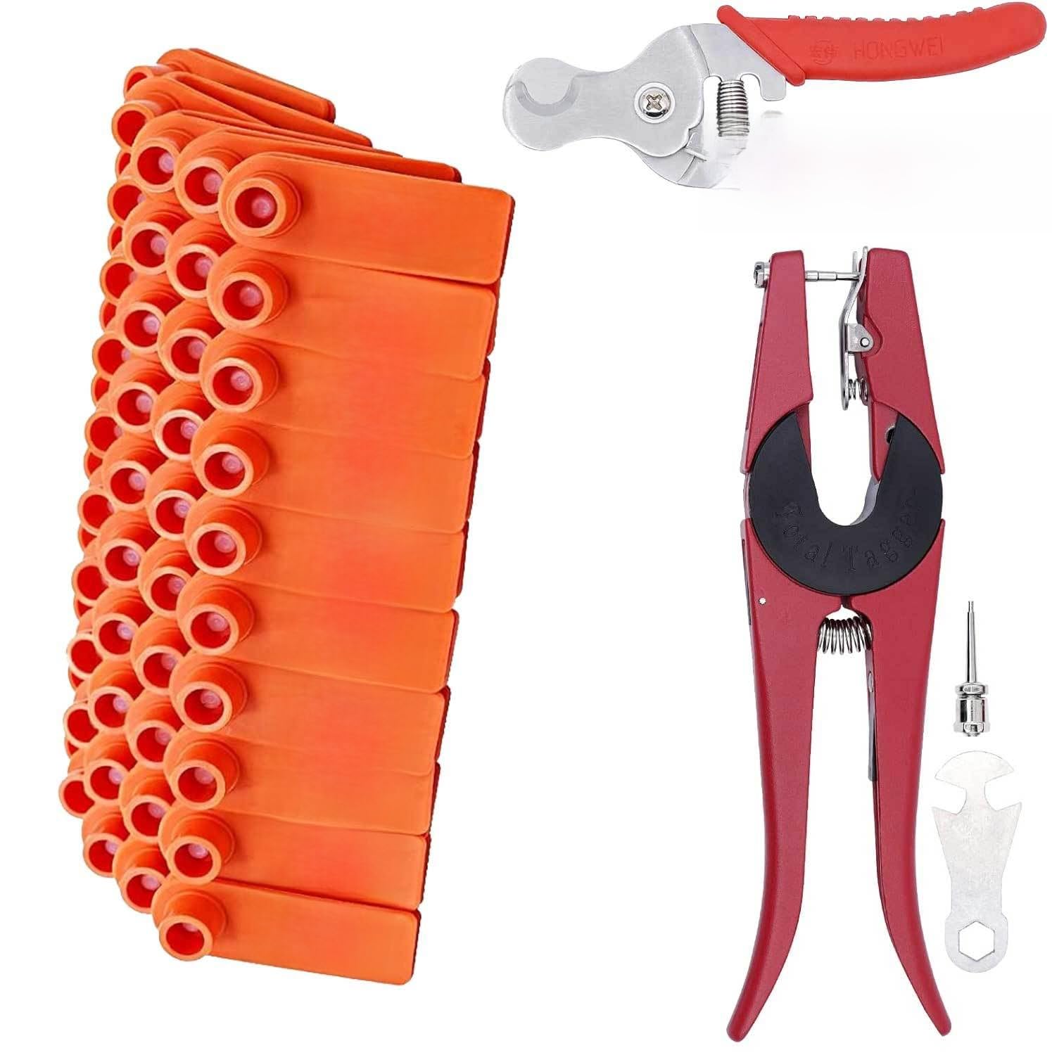 Set Etichette Orecchio Bestiame 300 Pezzi con Pinza Applicazione e
