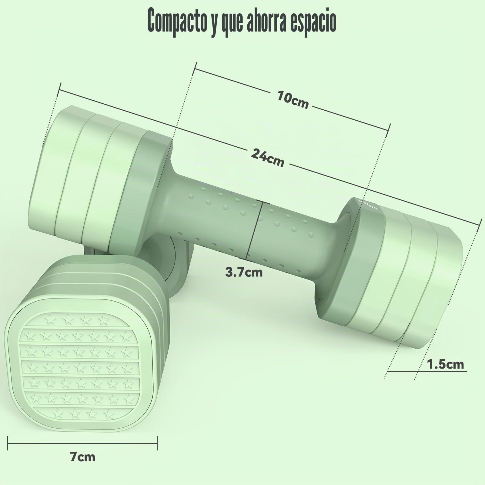 Sportneer Juego de mancuernas ajustables para mujer, par de mancuernas de 0.9 a 2.3 kg, juego de mancuernas 4 en 1, pesas compactas para mujeres, gimnasio en casa, entrenamiento de fitness (verde)