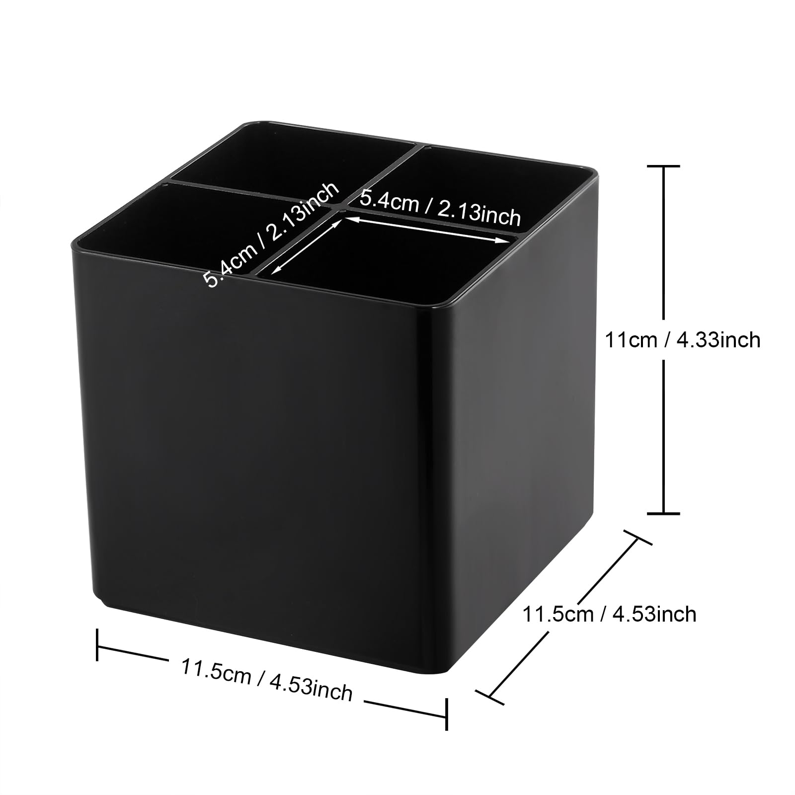 OWAYOTO Makeup Brush Organizer Acrylic Tray - 4 Slot Office Desk Stationery Pen Holder Black Box - Image 2