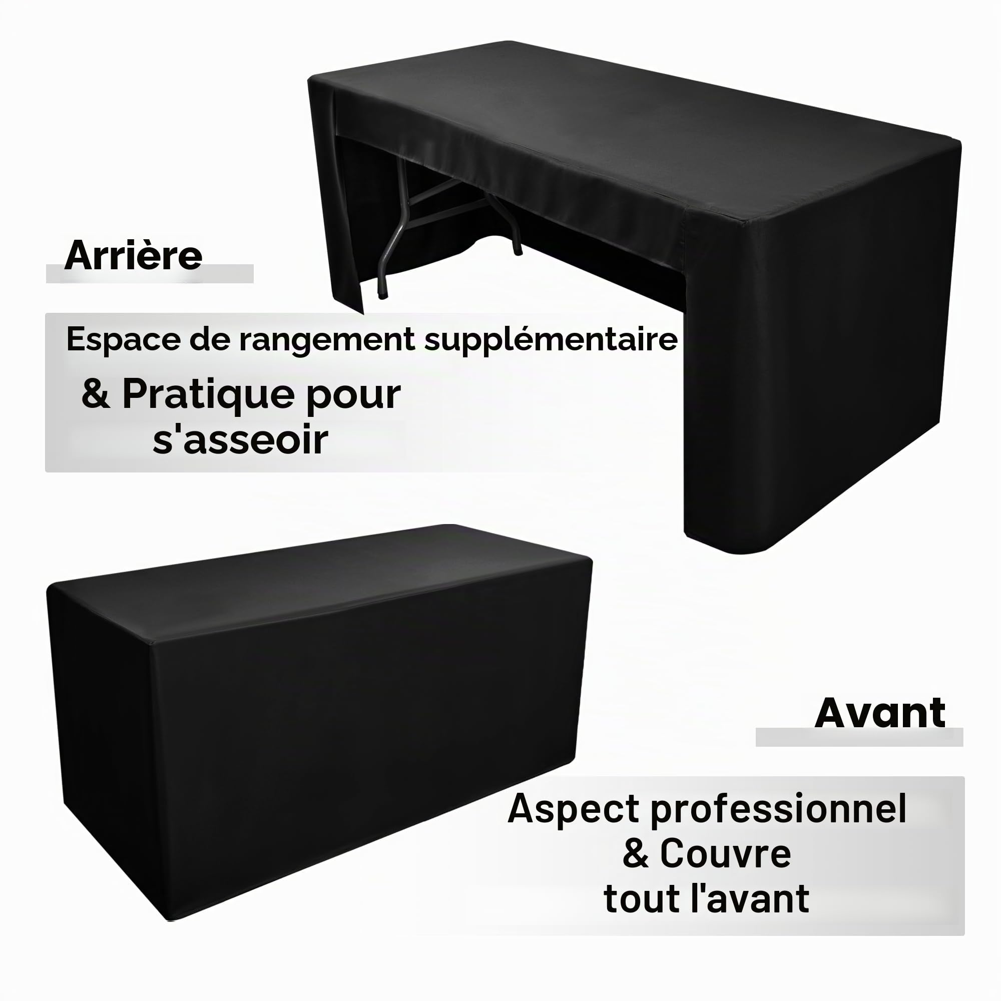 Nasitos Lot de 2 Housses de Table ajustées pour Tables de 1,8 m, Nappe de Table Pliante à Dos Ouvert, Lavable, Table rectangulaire, Salon d'artisanat, Table d'exposition, événements, Stand de Vendeur