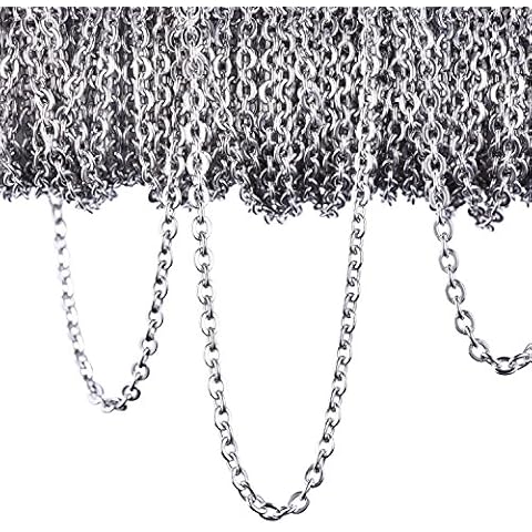 12 Meters Stainless Steel Cable Chain Link Chain Necklace for Jewellery Accessories DIY, Silver Color (2.4 mm) Cover