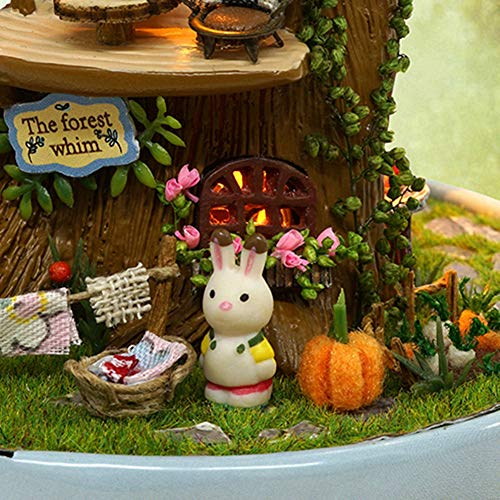 DIY Puppenhaus, niedliche DIY Wald Puppenhaus Miniatur mit rotieren Spieluhr Staubschutz LED-Licht EIN tolles Geschenk… – Bild 8