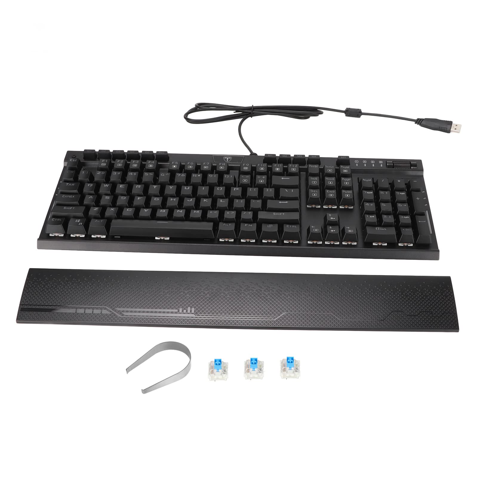 Klawiatura Mechaniczna Przewodowa Klawiatura do Gier z Podświetleniem RGB dla Graczy Komputerowych z Ergonomicznym Podparciem Nadgarstka