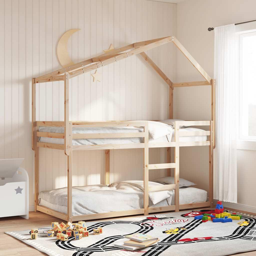 Kinderbett Dachgestell aus massivem Kiefernholz 213x85,5x144,5 cm - Spielbett Aufsatz für Kinderzimmer