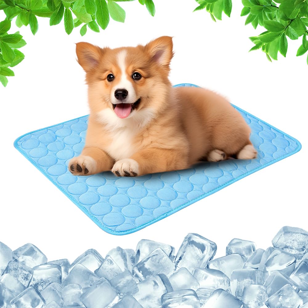 2025 New Dog Cooling Mat, Durable Pet Cool Mat, Self Cooling Pad for Dogs Cats Scratch Resistant Ice Blanket Keep Dog Cool in Summer for Indoor Outdoor Garden Car Travel (DarkBlue, S)