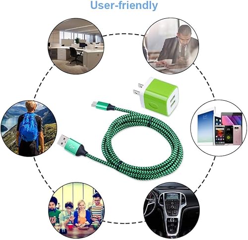 Miniatura 6 de Bloque de enchufe de pared de doble puerto USB C adaptador con 2 cables de carga rápida tipo C de 6 pies para Samsung Galaxy S24 S23 S22 S21 S20 S9