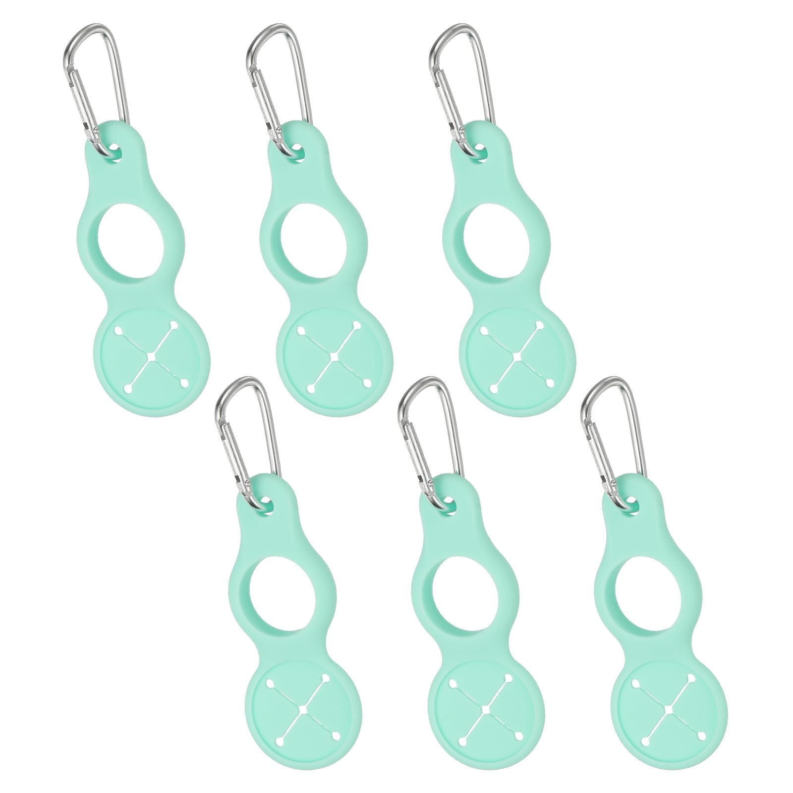 YELARXI Water Bottle Clip, Silicone Water Bottle Carrier Hanging Buckle Clip Keychain Bottles Holder with Towel Loop for Outdoor Camping Hiking Traveling (6 Pack, Green)