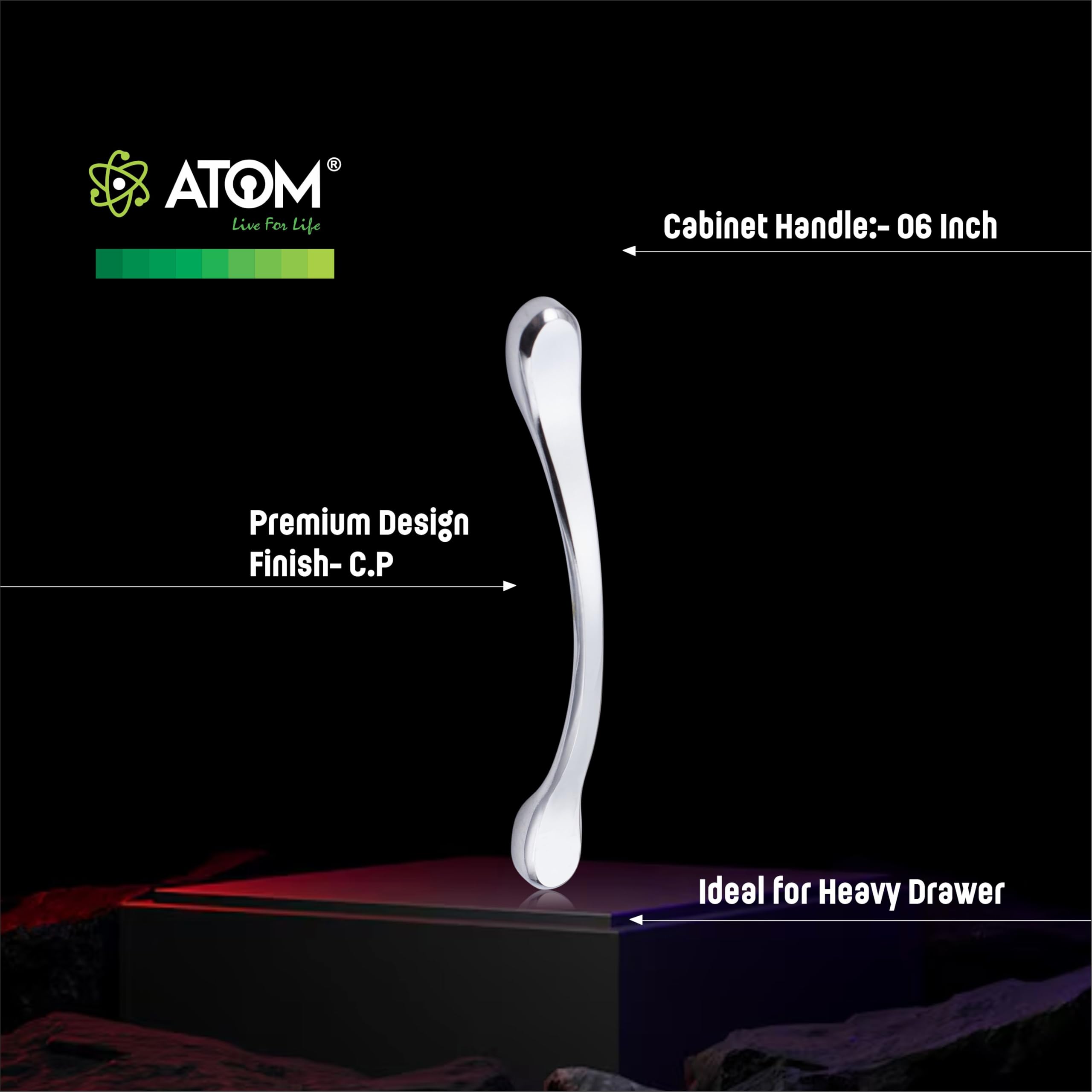 Atom 6.5 Inch Zinc Handle | Cppt Finish | Wardrobe Knob, Cabinet Grip, Cupboard Bar, Drawer Pull | Pack of 20 | CH-548