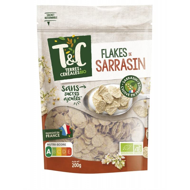 Tierra y Cereales – Copos de grano trigo sarraceno orgánico 200 g – Tres artículos