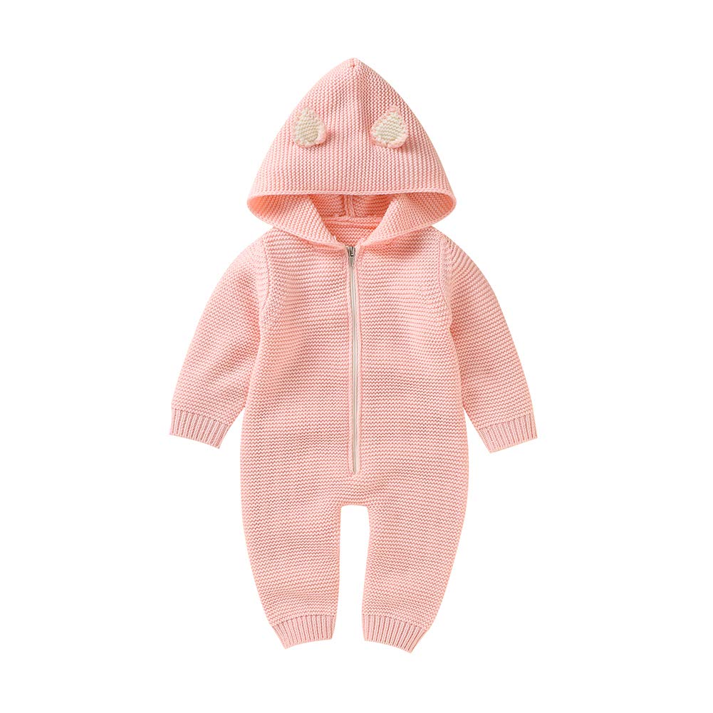 VICROADBaby Rompers Boys Zipper Onesies Newborn Girls Sweater Hooded Knitted Jumpsuit Clothes Outfits