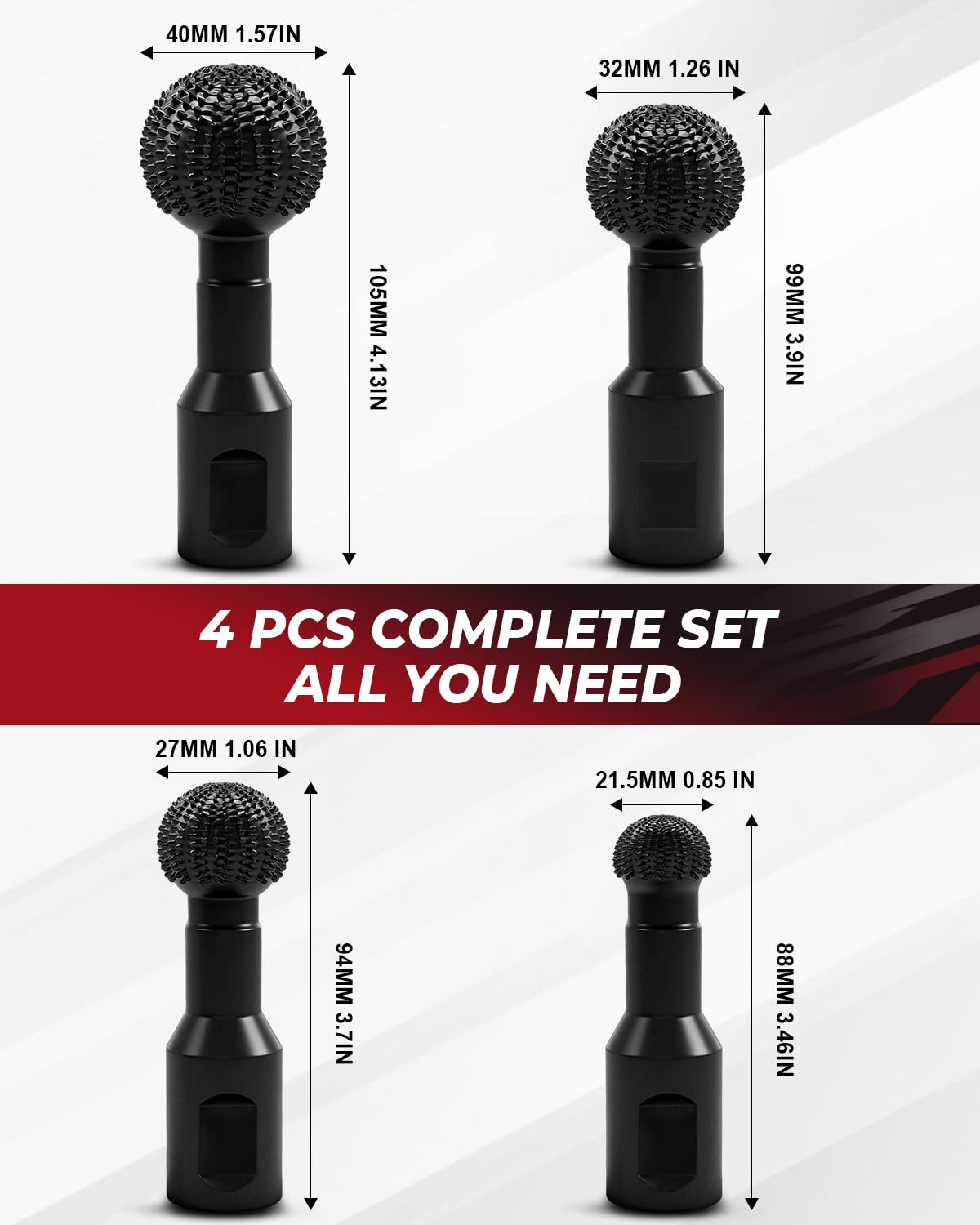 Pomsare Rotary Burr Set - 4 Sphere Burrs for Angle Grinders -4