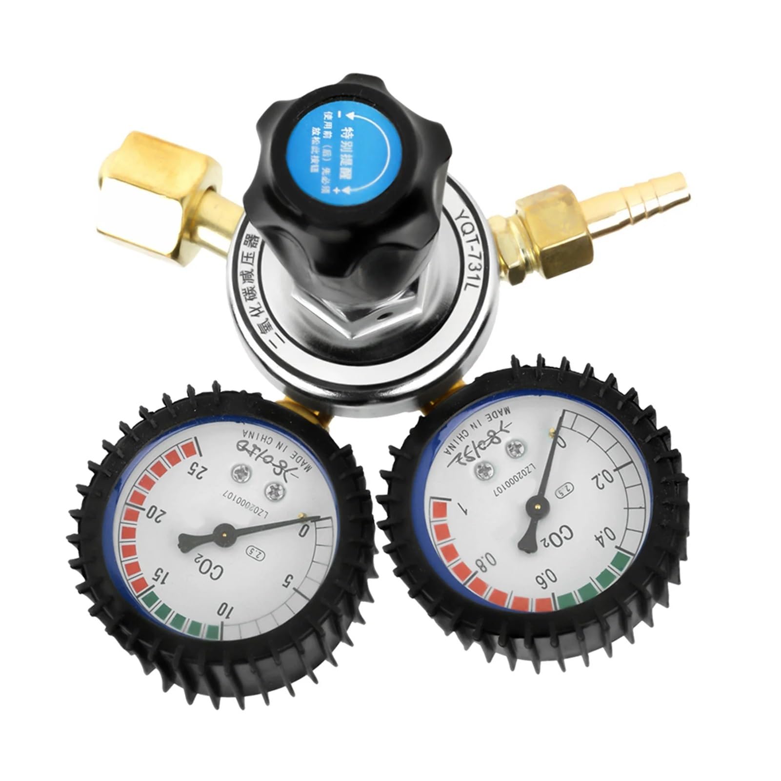 G5/8 Gewinde CO2-Gasflaschenregler, Zinklegierung, Dual-Gauge-Messgerät, Kohlendioxid-Schweißdruckminderer