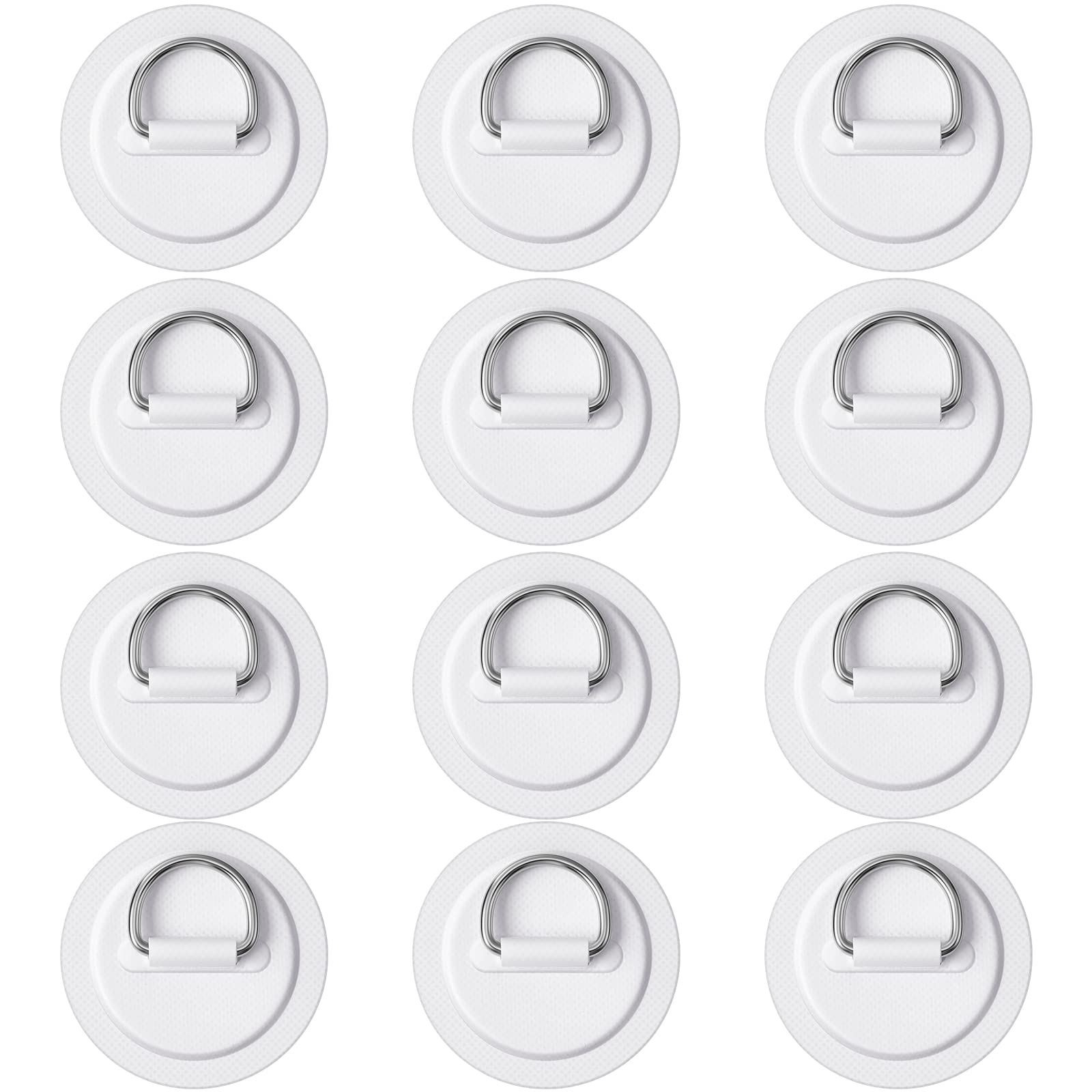 BBTO 12 Pieces Stainless Steel D-Ring Patch for PVC Inflatable Boat Circular D-Ring Pad Patch for Raft Kayak Sup Dinghy Deck Surfboard PVC Paddle Board Accessories No Glue Included