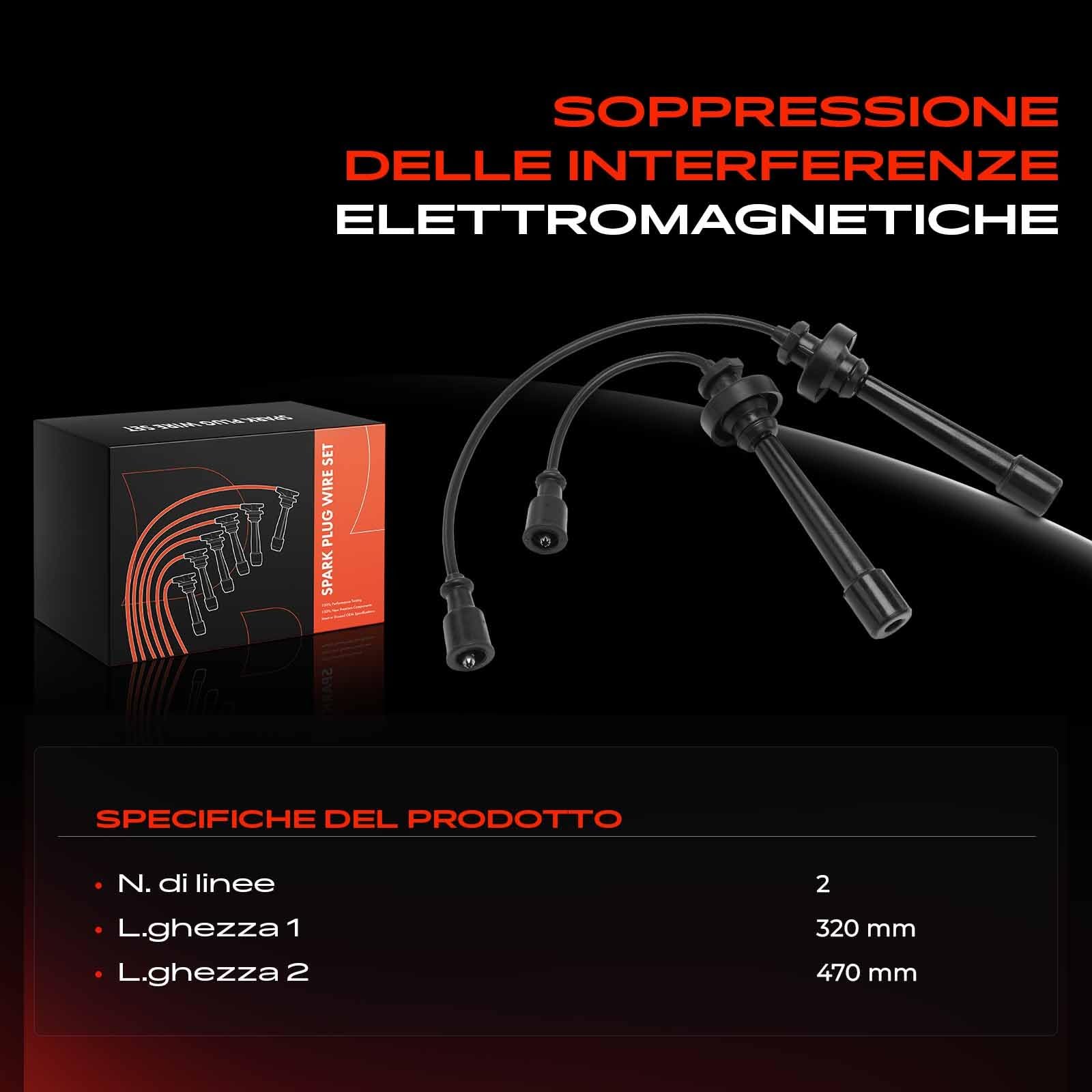 Frankberg 2x Set cavi di accensione Benzina Compatibile con Space Star MPV DGA 1.8L Carisma DA 1.6L Pajero Pinin H6W H7W 1.8L Colt V CJ CP 1.6L Space Wagon N8W N9W 2.4L Replace# MD334043