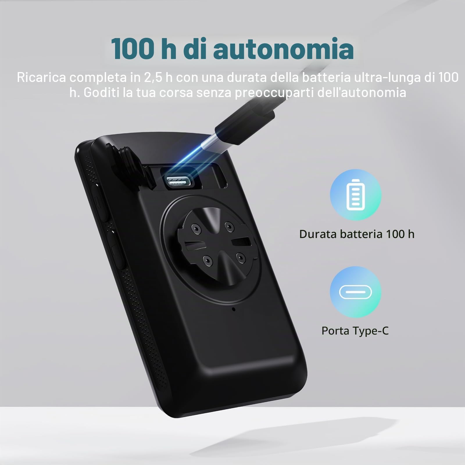 CYCPLUS ANT+ Computer per bicicletta GPS wireless, schermo LCD 2,8 pollici, batteria 100 ore, tachimetro retroilluminazione automatica