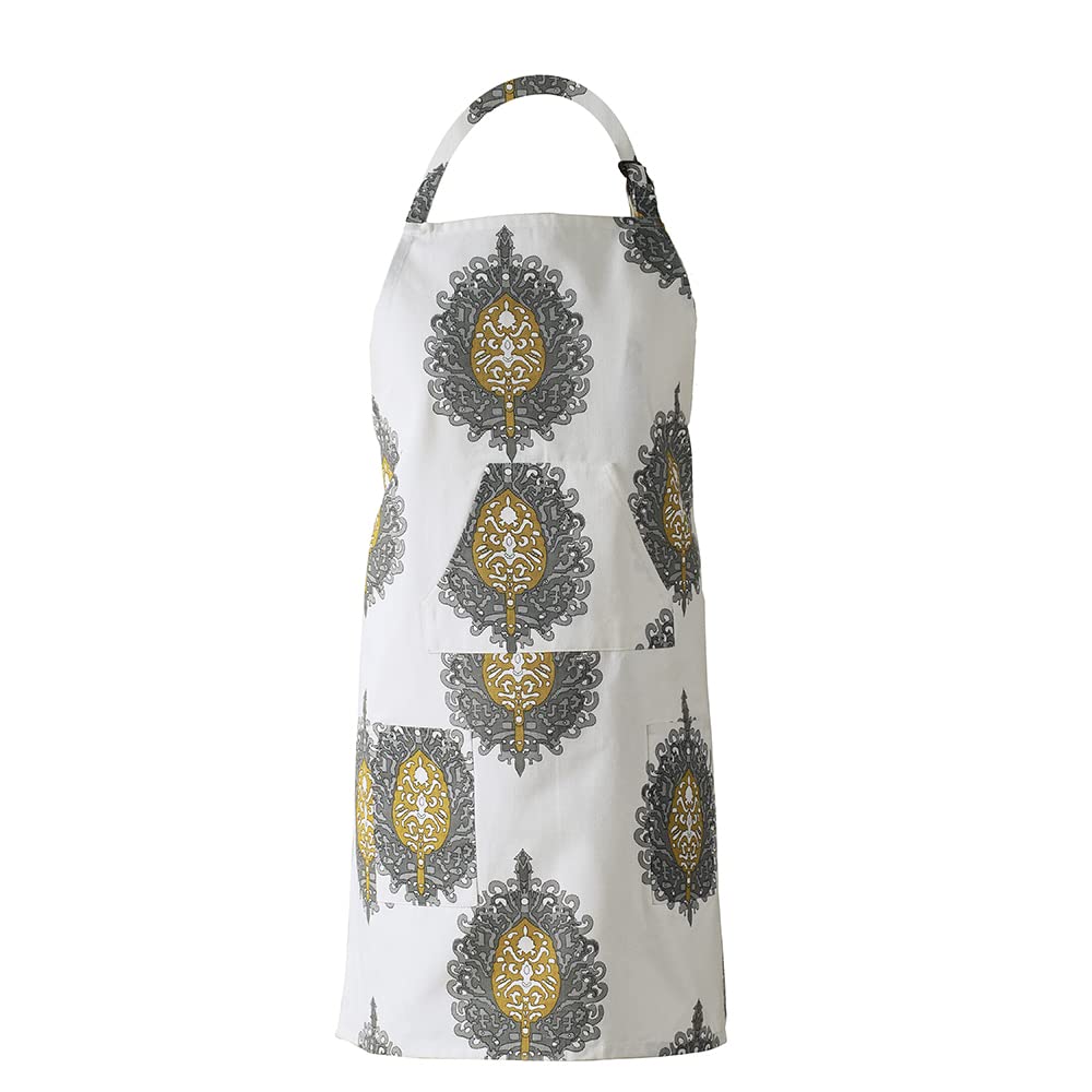 HPD Half Price Drapes Aprons for Men Women with Large Pockets Adjustable Unisex PRTW-D02A-AP Mayan Printed Cotton, 27 X 34 Inch, Mayan Gold