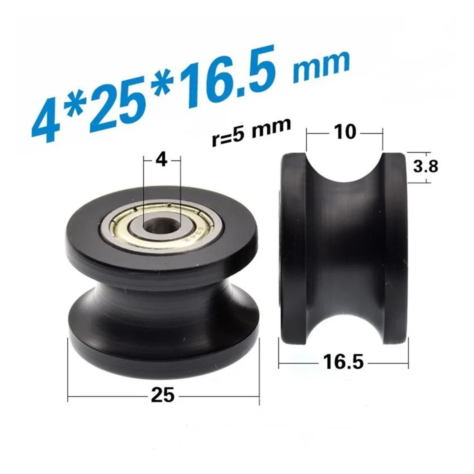 20 Sztuk U Groove POM Łożysko Powlekane Tworzywem Sztucznym 634ZZ 4 * 25 * 16.5mm Prowadnica Rolkowa Koło Nylonowe Owinięte Pasowe Do Szyny 10mm