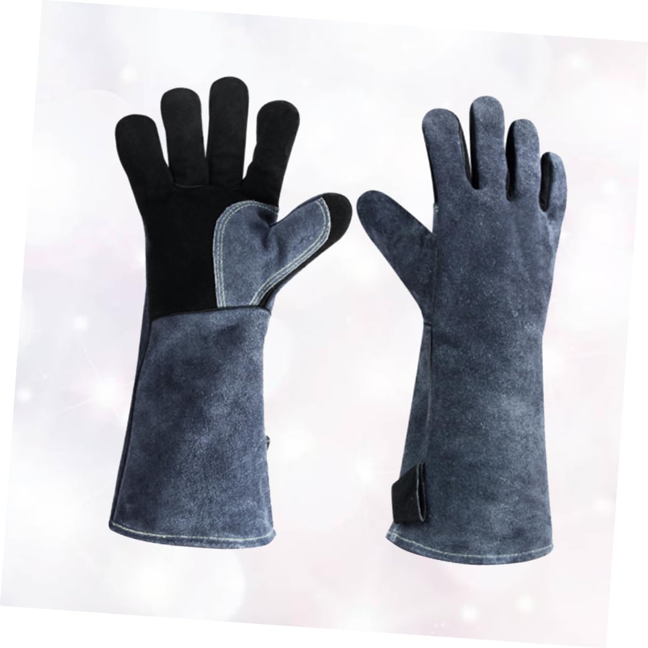 Guantes de Barbacoa 1 Par de Cuero Resistentes al Calor Negro