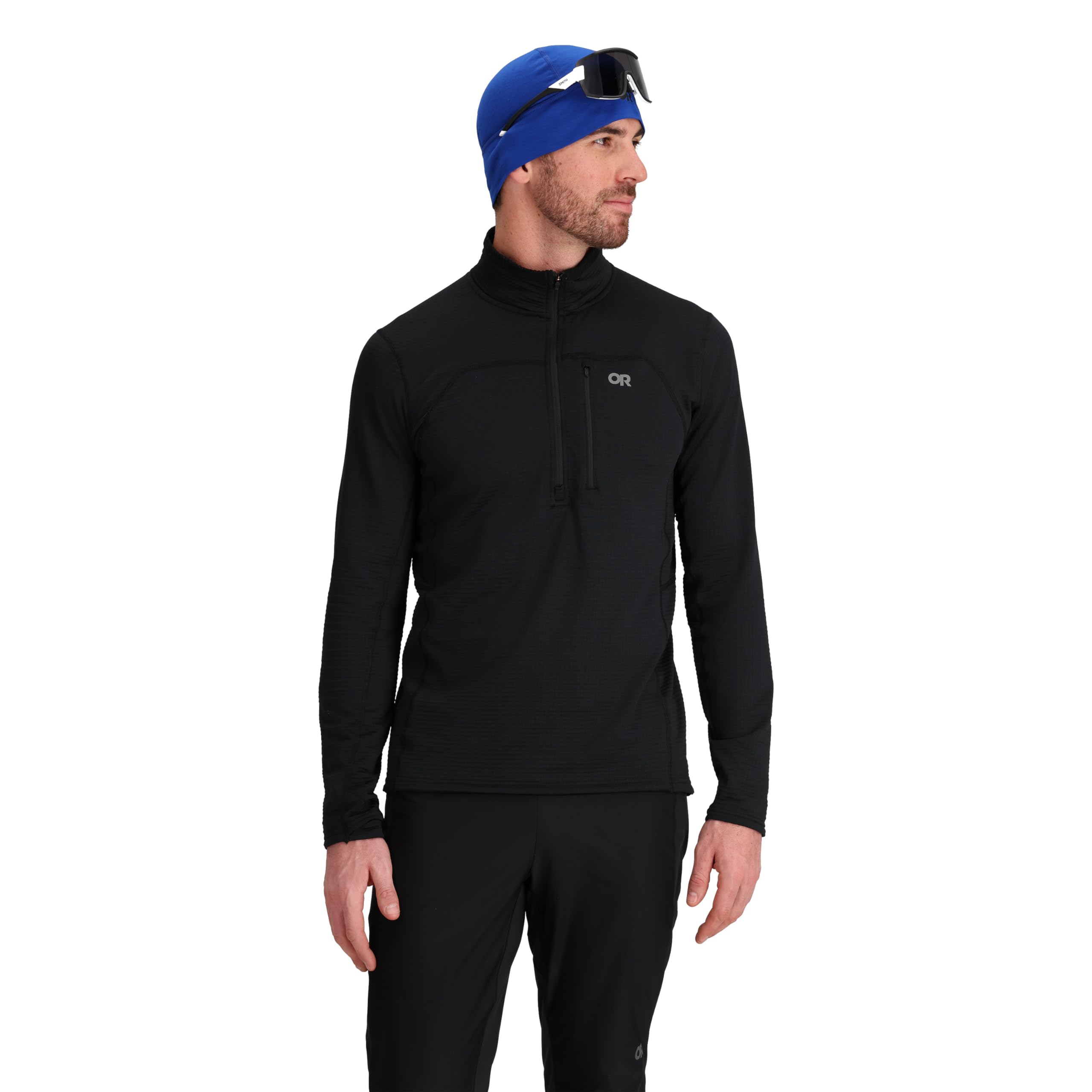 Outdoor Research Men's Vigor Grid Fleece Half Zip, Black, XL