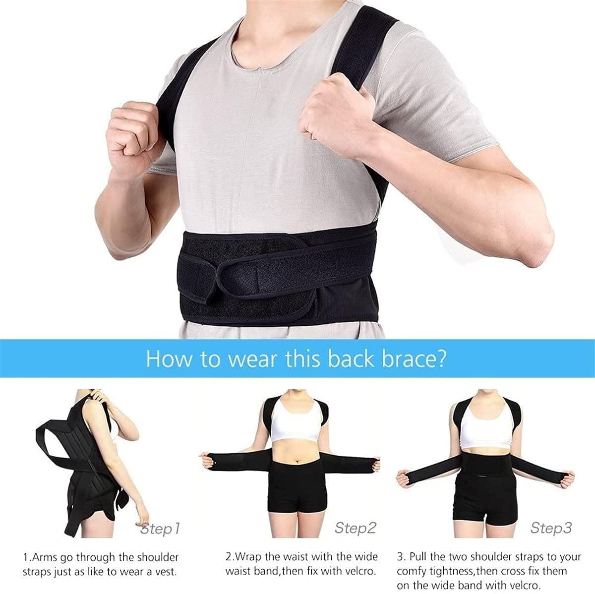 Corrector de Postura de Clavícula Ajustable Enderezador Corrección de Banda Lumbar Hombro Espalda Brace Soporte Cinturón (Tamaño : X-Large) (X)