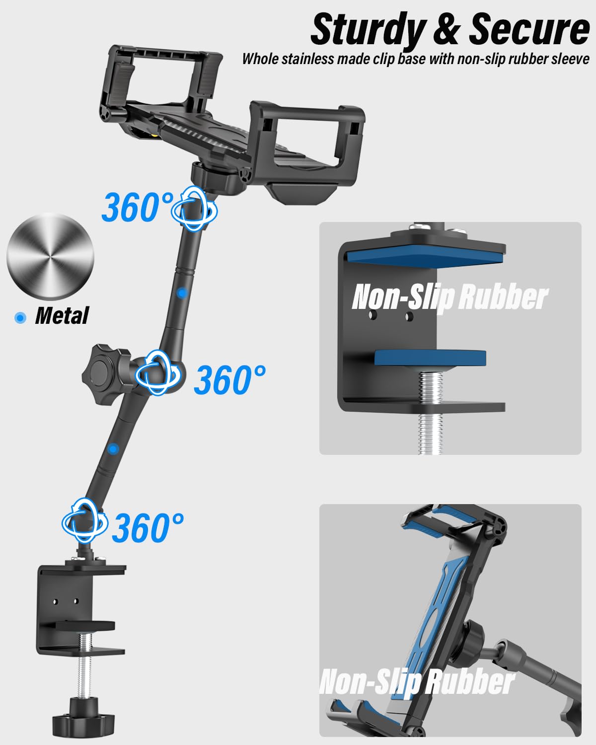 Tisch Tablet Ständer [Maximal Anwendbar 15,6"], iPad Ständer Halterung Aluminium Verstellbare, für 6-15,6 Tragbarer Bildschirm, Zoll Handy & Tablet, iPad Pro/Air/Mini, Galaxy, iPhone