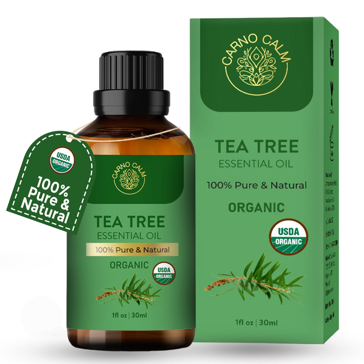 Organic Tea Tree Oil for Nail Fungus- 30ml | Undiluted Pure Tea Tree Essential Oil for Skin,Face, Hair, Acne, Piercings, Head Lice | Diffuser Oil for Home – 1 fl oz